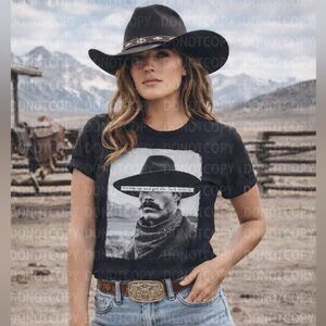 Black Graphic Western Cowboy Giddy Uo and Get the “F” Over It Tshirt Small-3X
